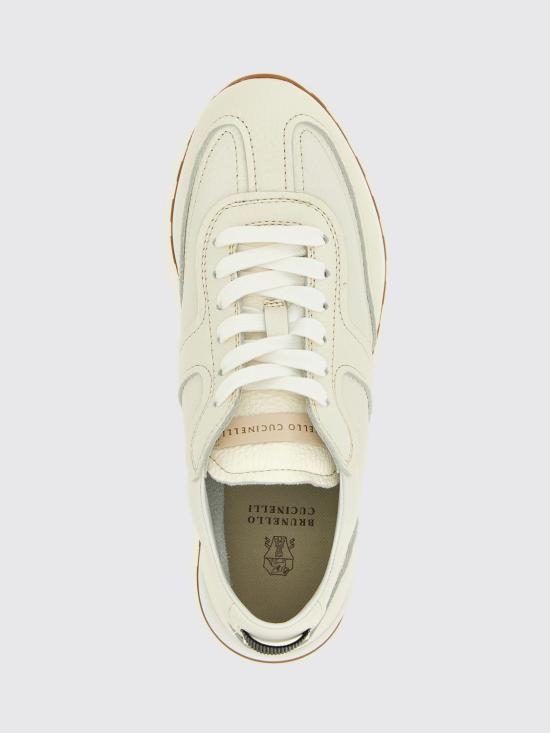 26SS 브루넬로 쿠치넬리 샤이니 루프 소프트 그레인 가죽 러너 MZDKG3235 C4295 White - BRUNELLO CUCINELLI