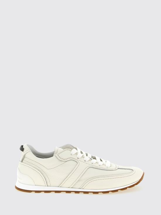 26SS 브루넬로 쿠치넬리 샤이니 루프 소프트 그레인 가죽 러너 MZDKG3235 C4295 White