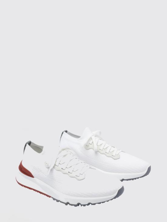 26SS 브루넬로 쿠치넬리 코튼 니트 세미 폴리쉬드 카프스킨 러너 MZUPMBO252 CJ987 White - BRUNELLO CUCINELLI