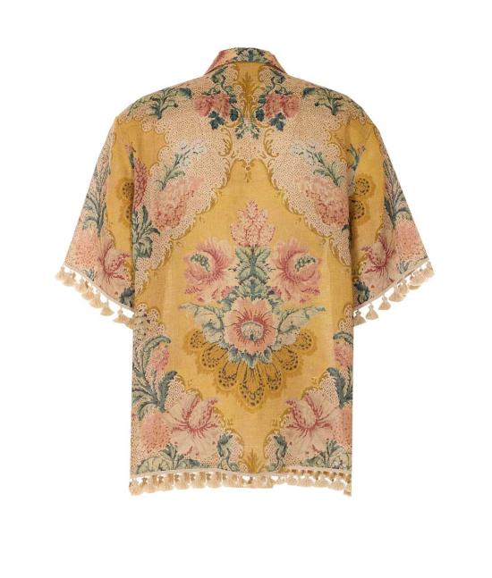  발렌티노 가라바니 탑 아프레 리베르 프린트 볼링 셔츠 옐로우 - VALENTINO GARAVANI