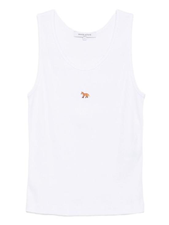  메종키츠네 민소매 티셔츠 메종 키츠네 베이비 폭스 코튼 탱크탑 화이트