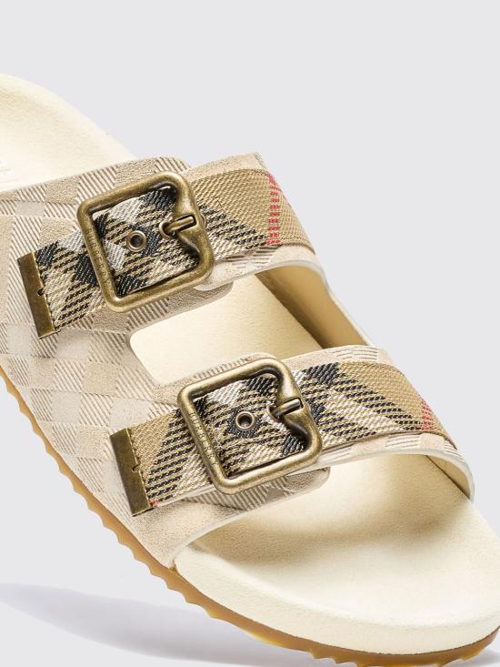 26SS 버버리 더블 버클 체크 샌들 8118612 Beige - BURBERRY