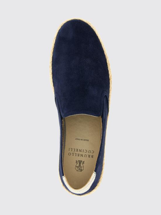 26SS 브루넬로 쿠치넬리 로프 인서트 스웨이드 슬립온 MZUOHEI837 CTK33 Blue - BRUNELLO CUCINELLI