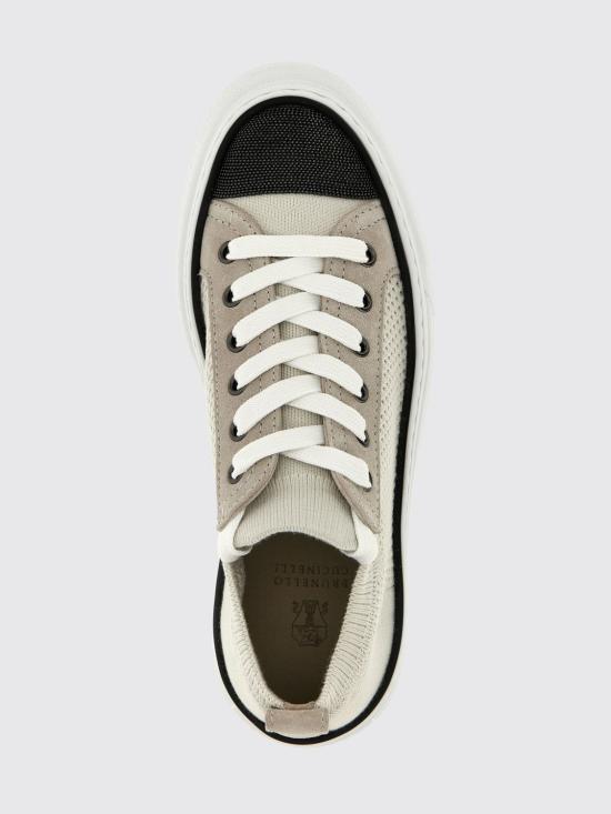 26SS 브루넬로 쿠치넬리 프레셔스 토 코튼 니트 & 스웨이드 스니커즈 MZ35G2650 C9588 Multicolor - BRUNELLO CUCINELLI