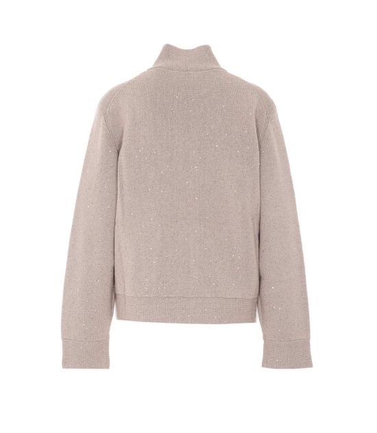  브루넬로 쿠치넬리 가디건 Brunello Cucinelli 다이아몬드 원사 재킷 베이지 - BRUNELLO CUCINELLI