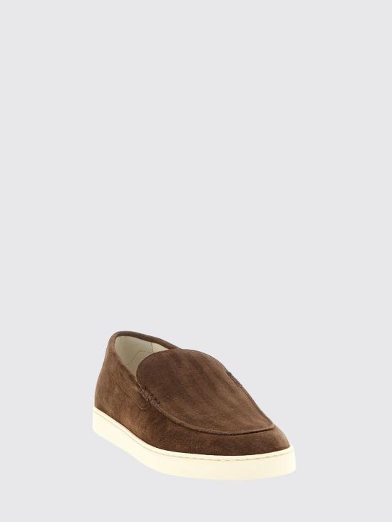 26SS 브루넬로 쿠치넬리 로퍼 스타일 셰브런 패턴 스웨이드 스니커즈 MZUHVSP335 C7959 Mud - BRUNELLO CUCINELLI