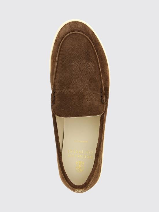 26SS 브루넬로 쿠치넬리 로퍼 스타일 셰브런 패턴 스웨이드 스니커즈 MZUHVSP335 C7959 Mud - BRUNELLO CUCINELLI