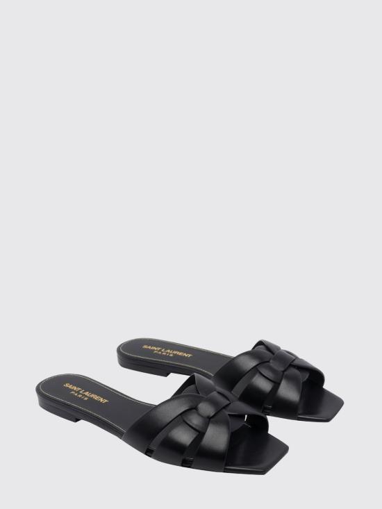 26SS 생로랑 스무스 레더 트리뷰트 플랫 뮬 571952BDA00 1000 Black - SAINT LAURENT