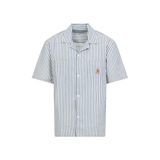 칼하트 탑 카하트 레벨 셔츠 레벨 스트라이프 블루 리버 왁스 - CARHARTT