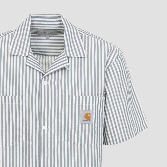  칼하트 탑 카하트 레벨 셔츠 레벨 스트라이프 블루 리버 왁스 - CARHARTT