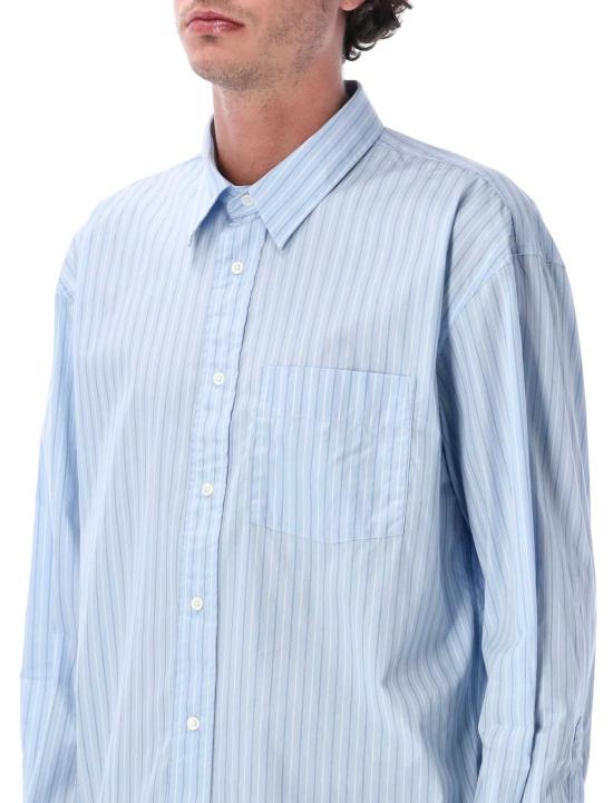  선플라워 셔츠 해바라기 뉴베이스 코튼 스트라이프  라이트 블루 스트라이프 - SUNFLOWER