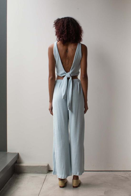  at Dawn. 스트레이트 팬츠 새벽에. 테리 소재의 허리끈 조절형 와이드 팬츠 - OTHER BRANDS