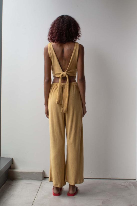  at Dawn. 스트레이트 팬츠 새벽에. 테리 소재의 허리끈 조절형 와이드 팬츠 - OTHER BRANDS