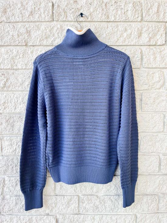  발리 스웨터 바를리 모웬나 하프 집업 니트 탑 비주 블루 - VARLEY