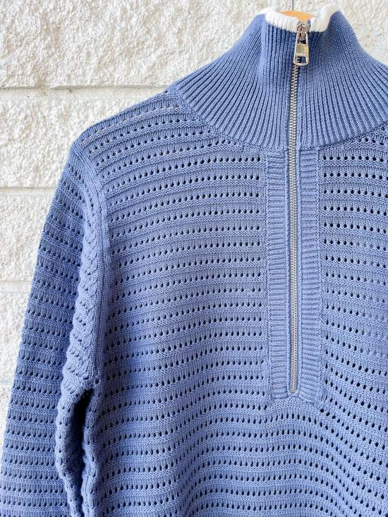  발리 스웨터 바를리 모웬나 하프 집업 니트 탑 비주 블루 - VARLEY