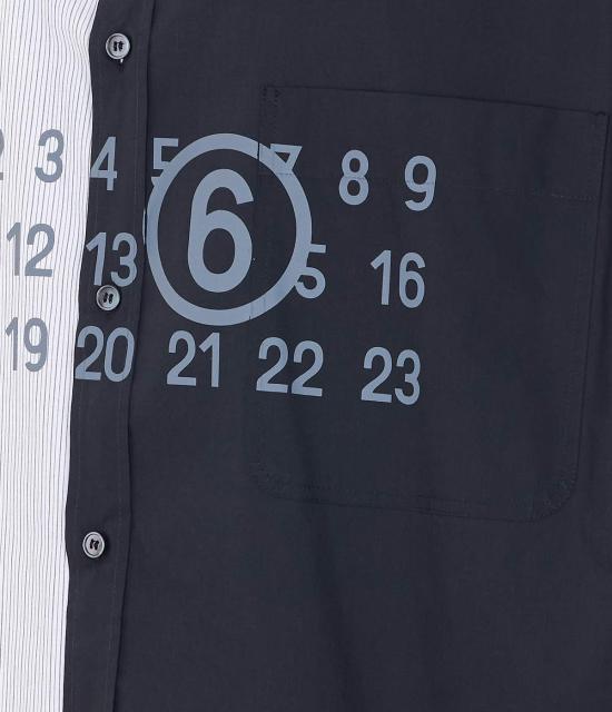  MM6 메종마르지엘라 탑 Mm6 메종 마르지엘라 투톤 포플린 셔츠 블랙 - MM6 MAISON MARGIELA