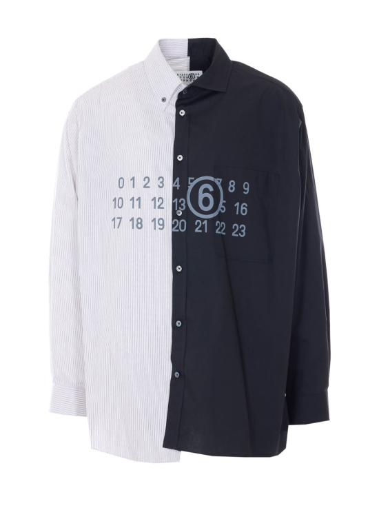  MM6 메종마르지엘라 탑 Mm6 메종 마르지엘라 투톤 포플린 셔츠 블랙