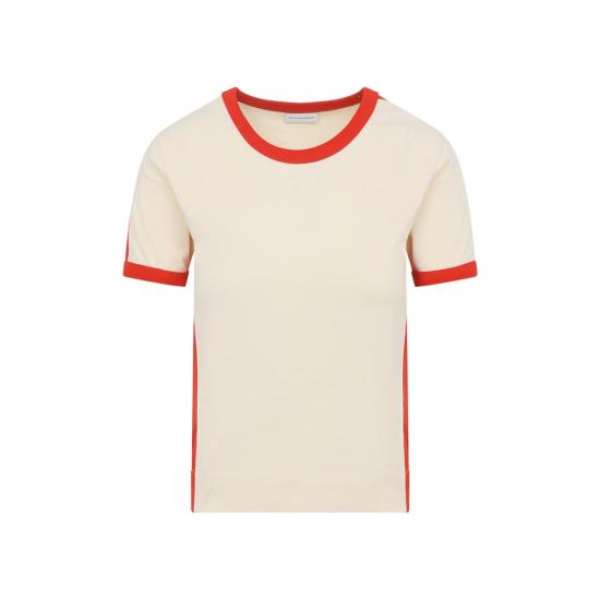  드리스 반 노튼 반팔 티셔츠 Dries Van Noten Hental T 셔츠 아이보리 - DRIES VAN NOTEN