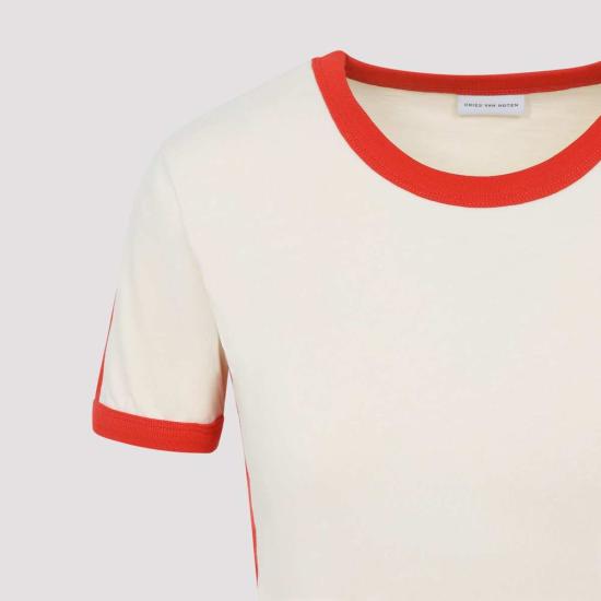  드리스 반 노튼 반팔 티셔츠 Dries Van Noten Hental T 셔츠 아이보리 - DRIES VAN NOTEN