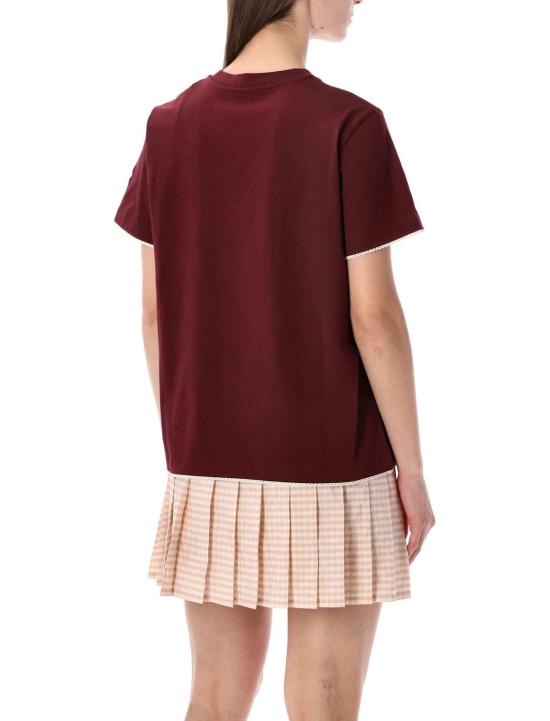  몽클레어 반팔 티셔츠 코튼 로고 티셔츠 아마란토 - MONCLER