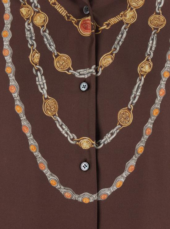  베르사체 블라우스 프린트 셔츠 룩 62 브라운 셔츠 - VERSACE