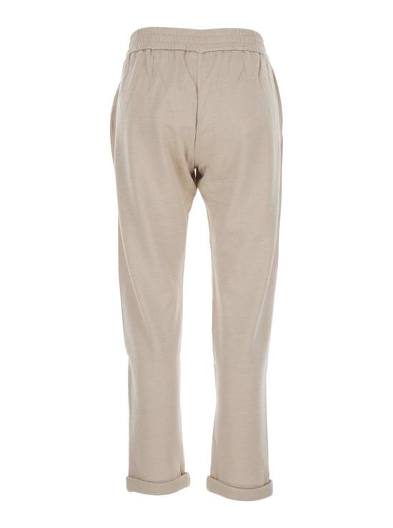  브루넬로 쿠치넬리 팬츠 코튼/실크 혼방 베이지  (엘라스틱 허리밴드) - BRUNELLO CUCINELLI