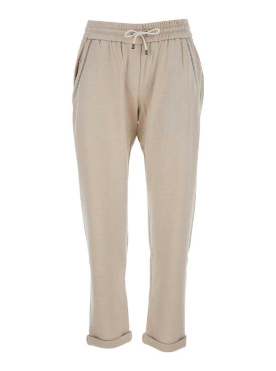  브루넬로 쿠치넬리 팬츠 코튼/실크 혼방 베이지  (엘라스틱 허리밴드)