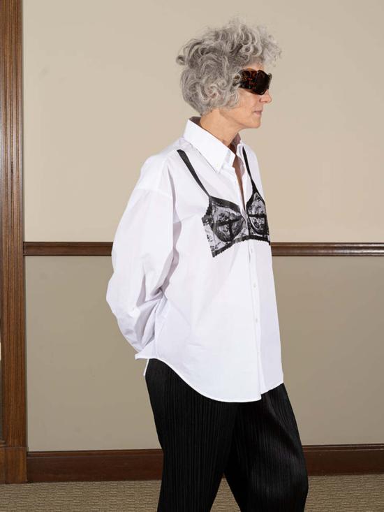  바퀘라 블라우스 Vaquera Trompe L'oeil 브라 버튼다운 탑 - VAQUERA