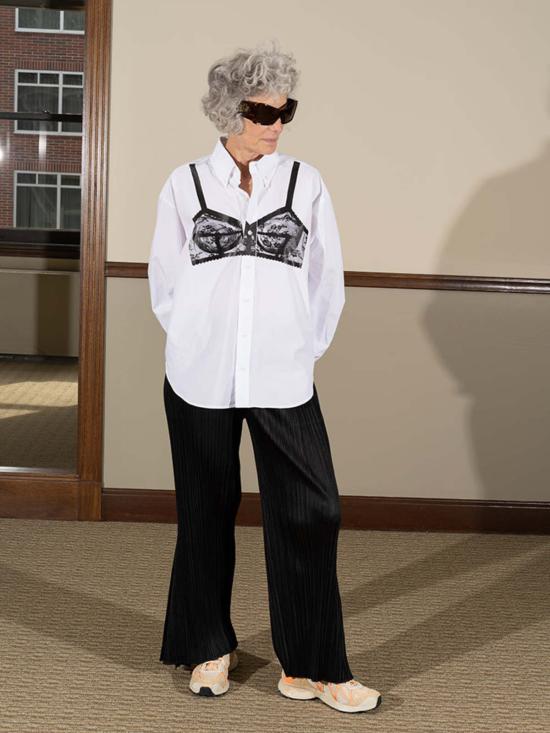  바퀘라 블라우스 Vaquera Trompe L'oeil 브라 버튼다운 탑 - VAQUERA