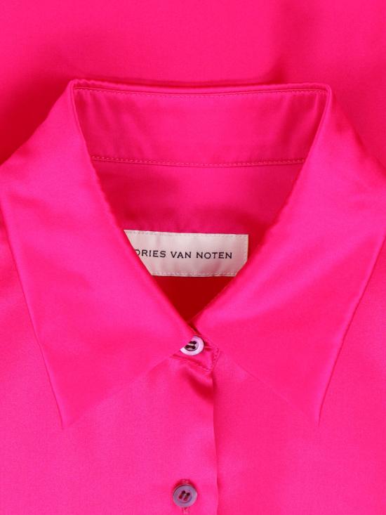  드리스 반 노튼 탑 Dries Van Noten 실크 셔츠 핑크 - DRIES VAN NOTEN