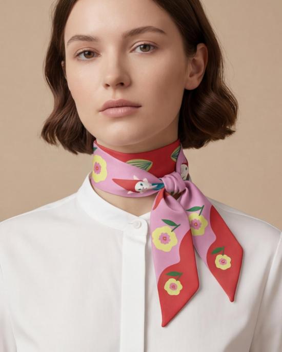  센티넬 머플러/스카프 고양이 정원 그놈 트윌리 리본 스카프 - CENTINELLE