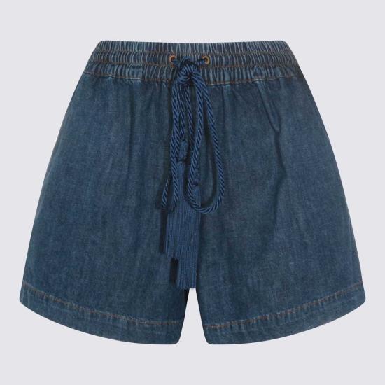  발렌티노 가라바니 데님 숏팬츠 Valentino 미디엄 데님 Vlogo 반바지 미디엄 블루 - VALENTINO GARAVANI