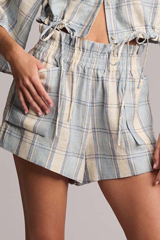  헤브론 숏팬츠 미라  블루 체크