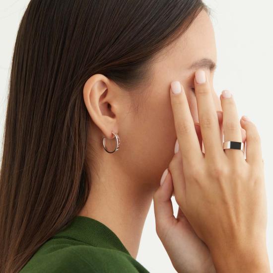  밍유왕 이어링 밍위왕 고리형 귀걸이 은색 - MING YU WANG