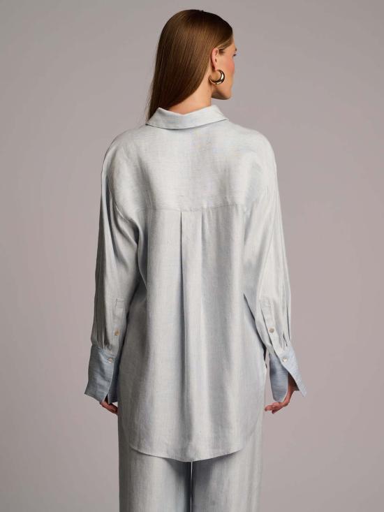  헤브론 블라우스 새디 탑 블루 샴브레이 - HEVRON