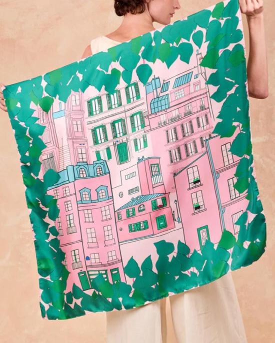  프티장 파리 머플러/스카프 쁘띠장 파리 실크 까레 스카프 몽마르트르 - PETITJEAN PARIS