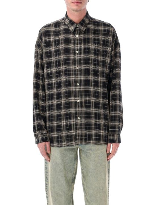  선플라워 탑 스테이블 루즈핏 린넨 셔츠 블랙