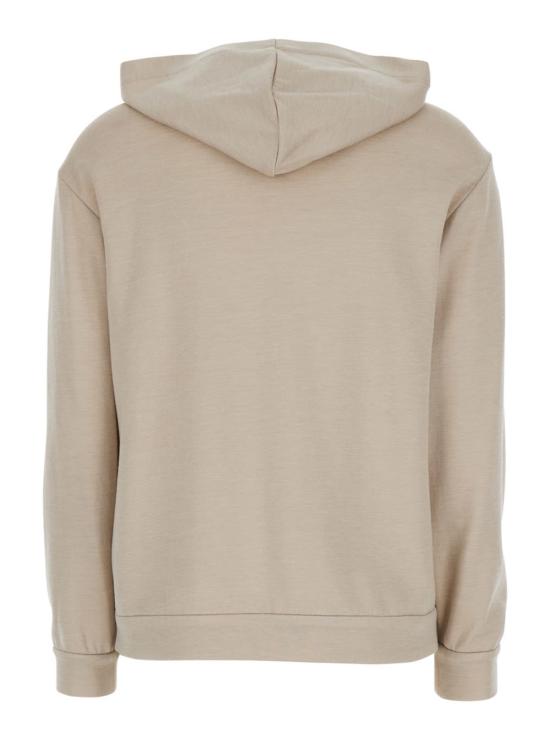  브루넬로 쿠치넬리 스웨터 고정 후드 지퍼 후드티 베이지 - BRUNELLO CUCINELLI