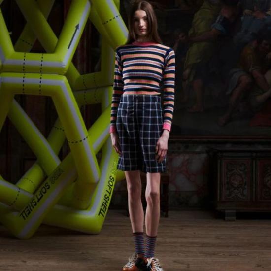  헨릭 빕스코브 스웨터 Henrik Vibskov 실크 스트라이프 니트 탑 네이비 스트라이프 - HENRIK VIBSKOV