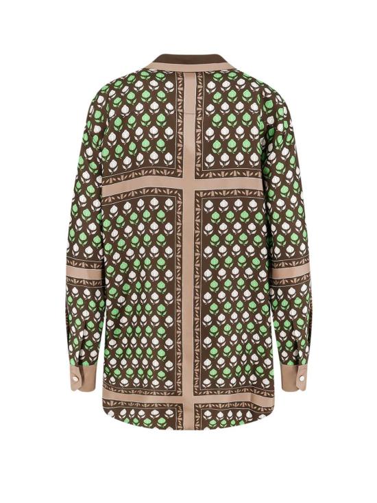  토리버치 탑 멀티컬러 실크 셔츠 브라운 - TORY BURCH