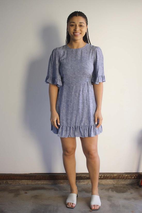  머틀 숏 원피스 베벌리 미니 네이비 컨페티 - MYRTLE