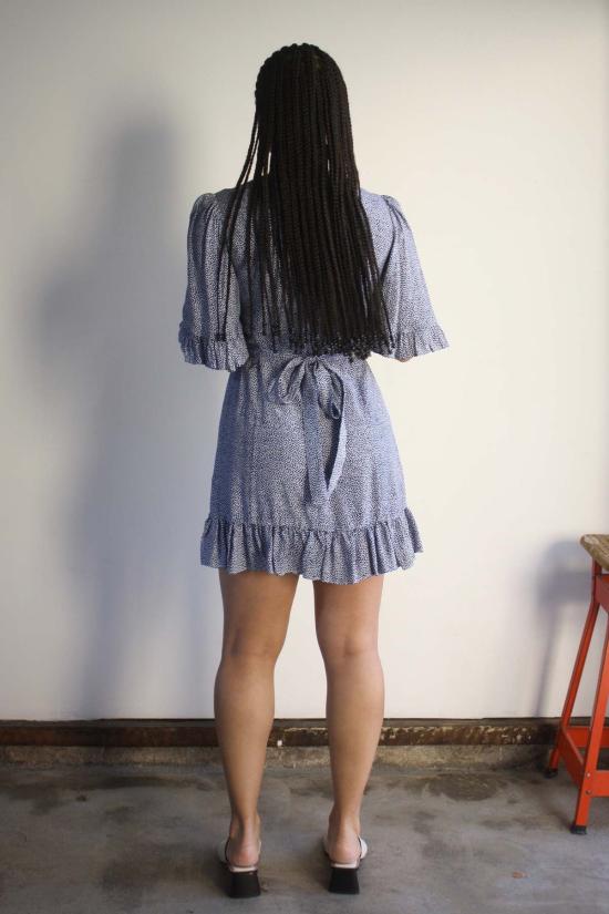  머틀 숏 원피스 베벌리 미니 네이비 컨페티 - MYRTLE