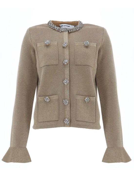  셀프 포트레이트 가디건 보석 단추가 달린 자화상  (골드)