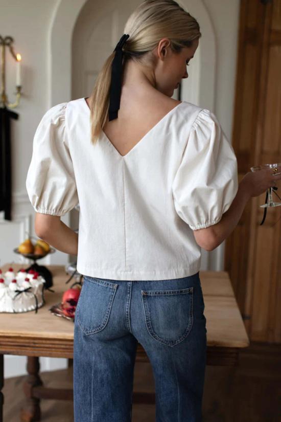  에머슨 프라이 블라우스 비스코스 V 탑 스완 - EMERSON FRY