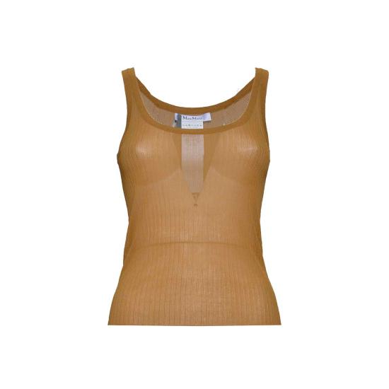 26SS 막스마라 바리스타 실크 리브 탱크탑 2411361043600 006 Camel