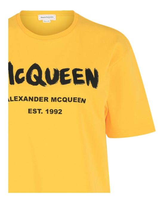  알렉산더 맥퀸 반팔 티셔츠 659729 QZAD3 0704 70284 38 Yellow - ALEXANDER MCQUEEN