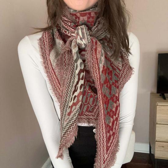  Vismaya 머플러/스카프 비스마야 보헤미안 드림즈 울 코튼 블렌드 스카프 와인색 - OTHER BRANDS