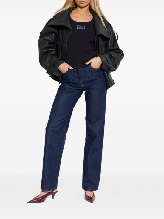 26SS 베르사체 로고 패피 리브드 스트레치 코튼 탱크탑 1023210 1A17222 1B000 Black - VERSACE