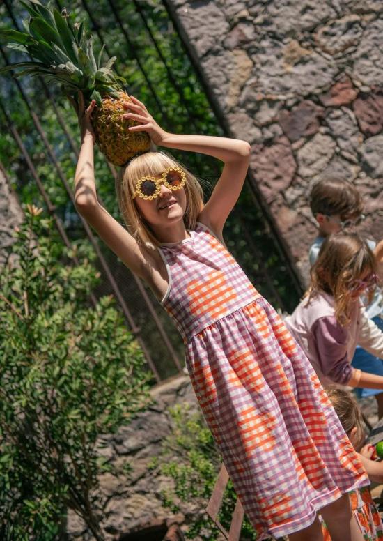  [키즈] Mon Coeur 원피스 키즈 몽쿠르 플라워 깅엄 재활용 면 드레스 - MON COEUR