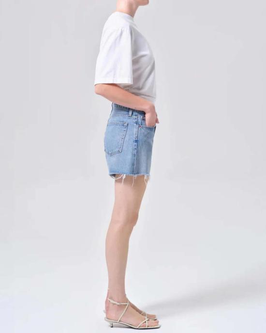  에이골디 데님 숏팬츠 아골드 파커 롱 쇼츠 라이트 워시 데님 - AGOLDE